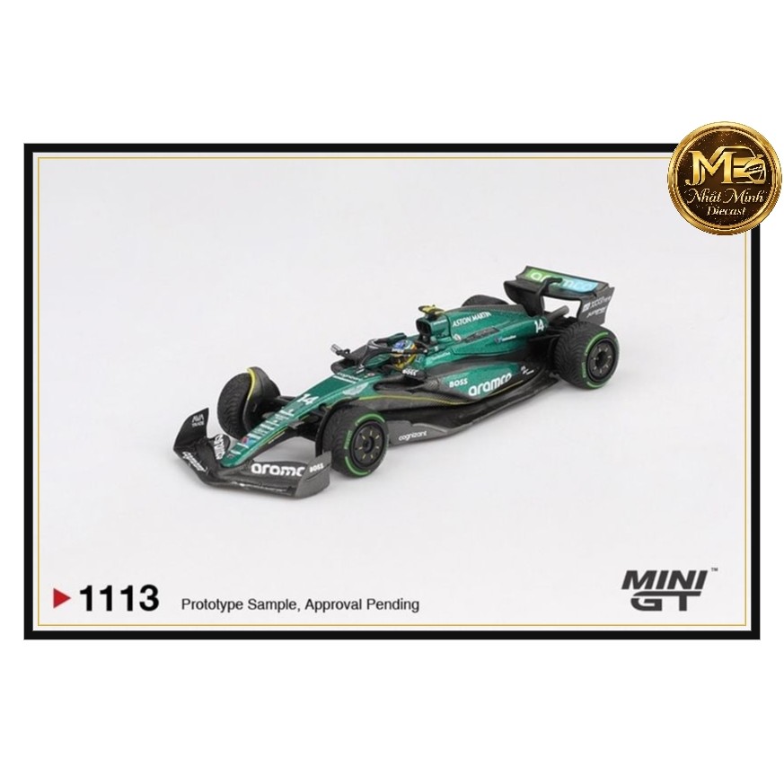 Mô hình xe đua F1 Aston Martin AMR24 #14 Fernando Alonso 2024 F1 2024 Canadian GP 1:64 MiniGT MGT011
