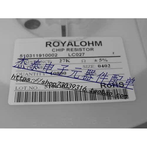 Điện Trở Chip 1005 0402 27KJ 27K In 273 Độ Chính Xác 5% Toàn Bộ Đĩa 17 Tháo Lắp Zero 100 = 1 Yuan