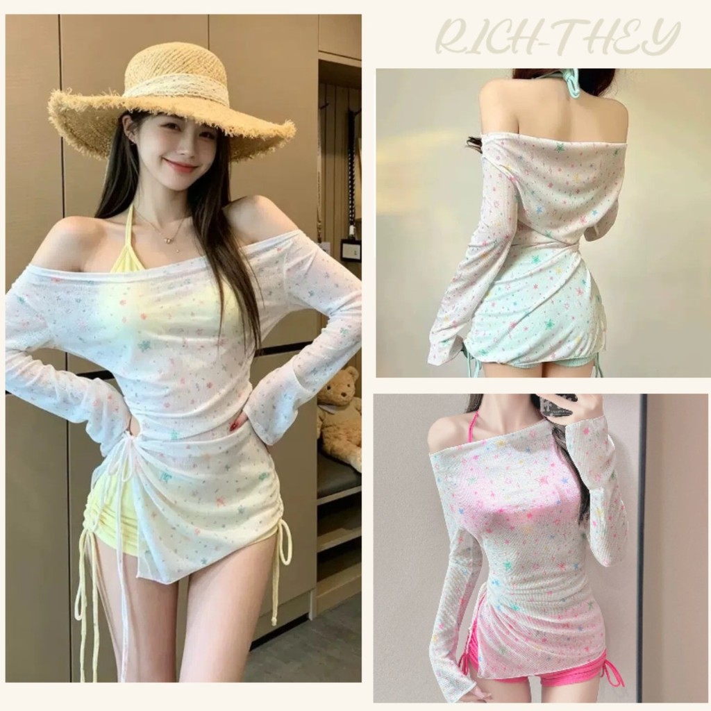 Bộ Đồ Bơi Nữ Mới (3 Món) Áo Khoác Ngoài Dài Tay Thời Trang Chống Nắng Bộ Bikini Quần Short Kiểu Nghỉ Dưỡng 647 | BigBuy360 - bigbuy360.vn