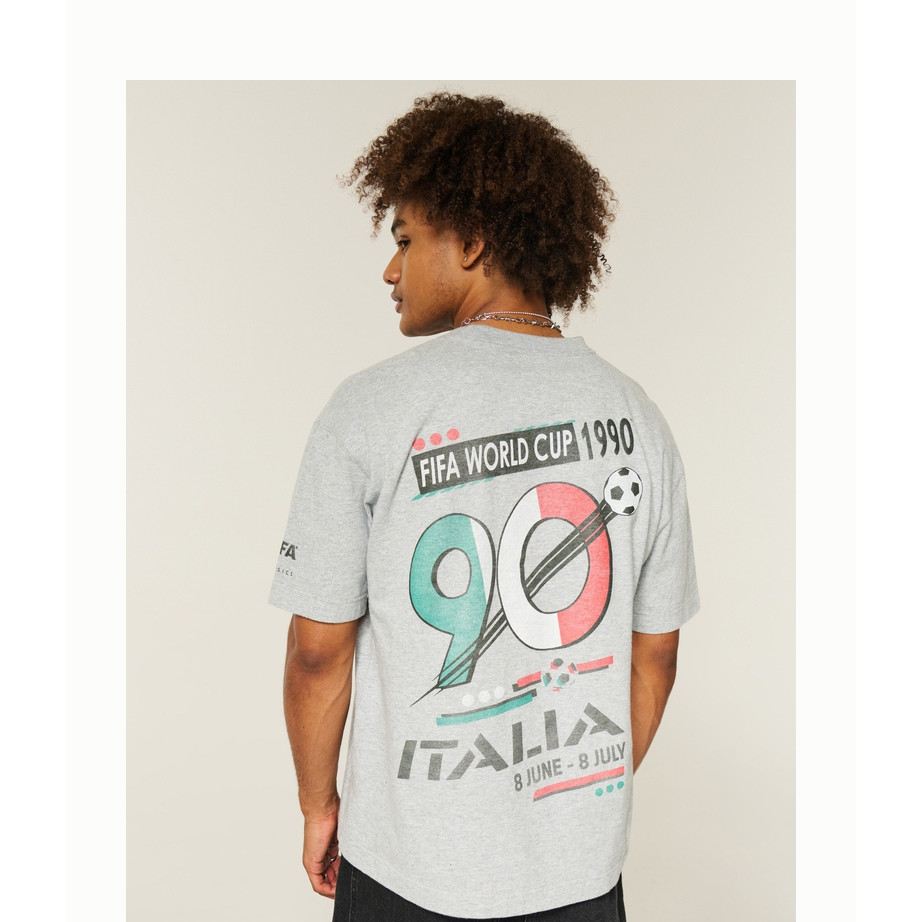 Hollister Nam Top Mỹ 200GSM 100% Cotton Cao Cấp Phong Cách Bóng Đá In Hình Thoải Mái Áo Thun