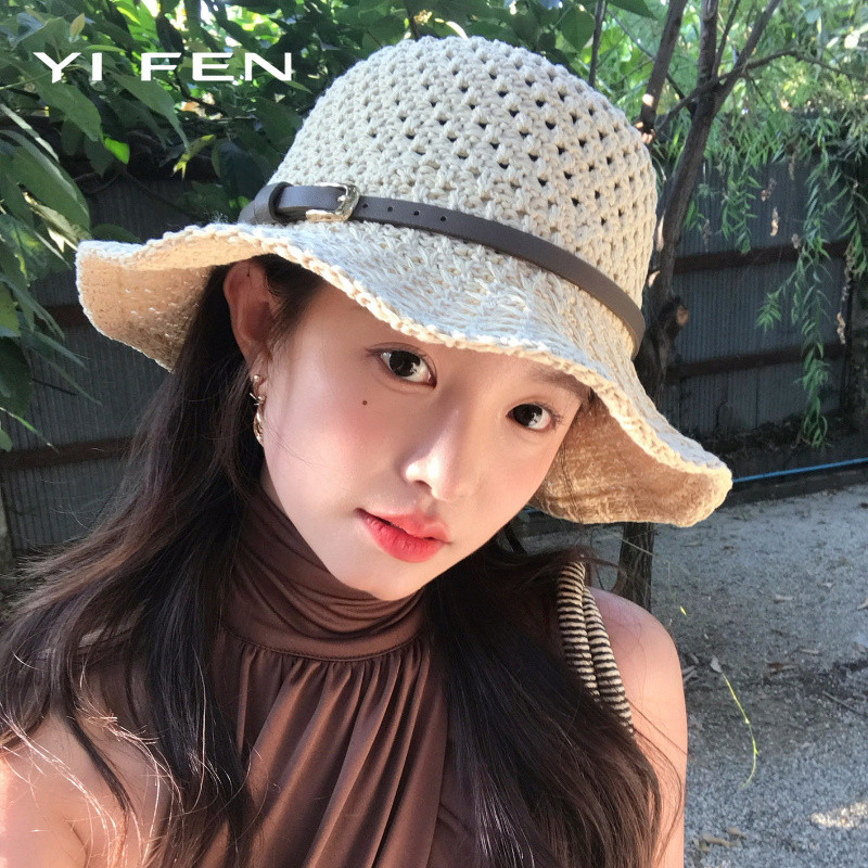 YIFEN {Nâng cấp chất lượng} Mũ xô rỗng Nữ 2026 Phong cách mới Mùa hè Mặt nhỏ Đi nghỉ mát Tấm che nắn