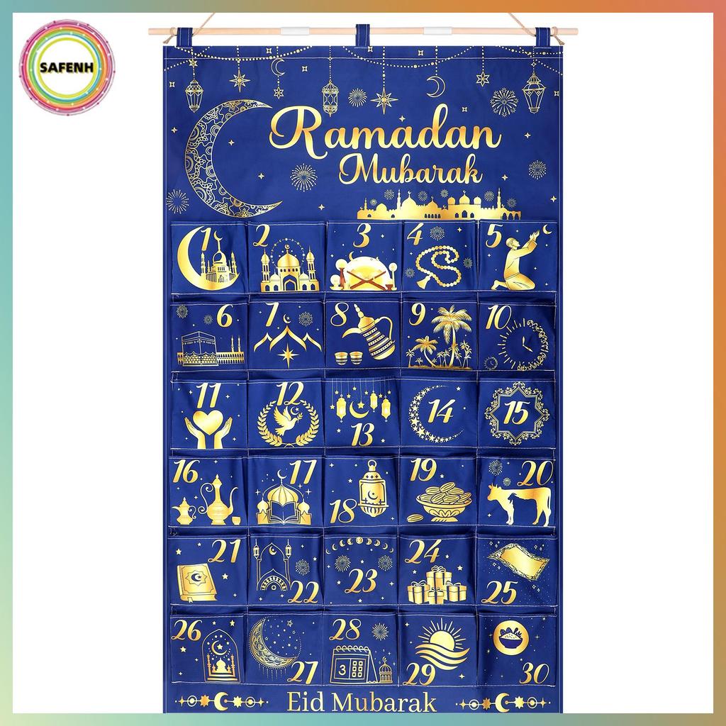 SAFENH Vải Ramadan Lịch Đếm Ngược 2026 Eid Mubarak Advent Lịch Treo 30 Ngày Bí ẩn Eid Ramadan Lịch Đ