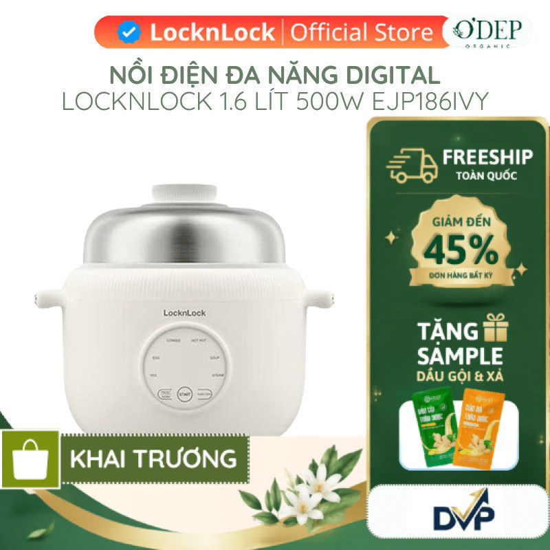 Nồi điện đa năng LocknLock Digital Multipot EJP186IVY 1.6 Lít 500W, Hàng chính hãng - SHOP DVP