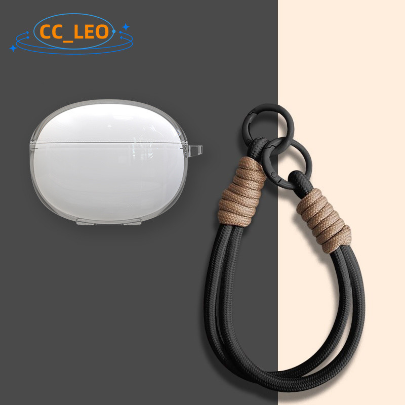 for EarFun Clip 2 Case Cute Lanyard with Hook Clear TPU Soft Case Suitable for EarFun Clip 2 Shockpr