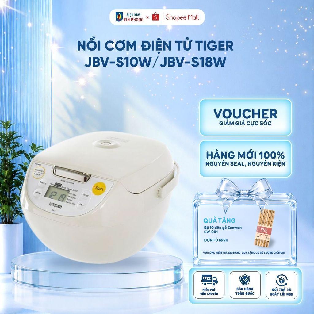 Nồi cơm điện tử Tiger JBV-S10W /  JBV-S18W - 1 Lít/ 1.8 Lít - Điện 220V - Bảo hành chính hãng 1 năm