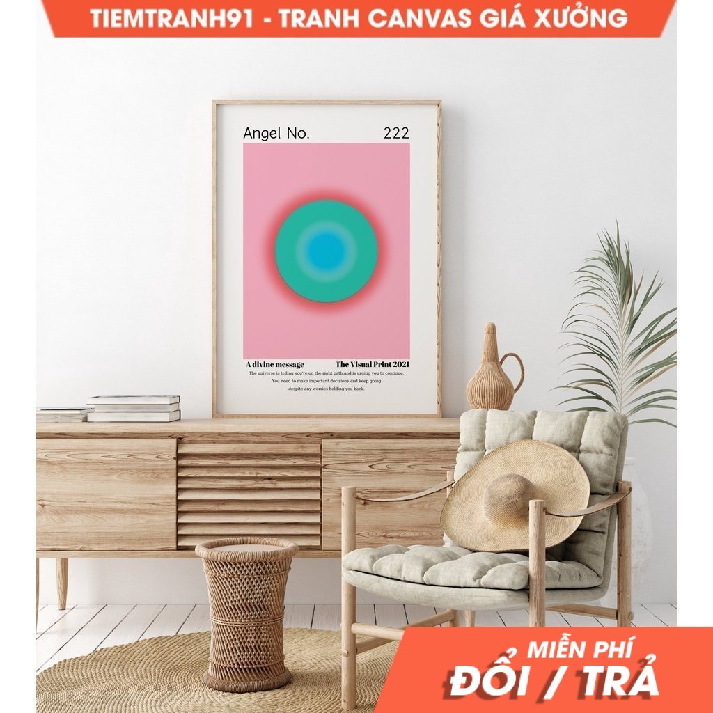 Tranh treo tường Angel Numbers 222, Poster Wall Art, Gradient aura angel energy,Trendy wall art,Spir