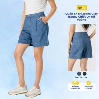 Quần Short Jeans YODY Chất Denim Giấy Mỏng Nhẹ Thoáng Mát, Dáng Baggy Tôn Dáng TRA- WCJS25S002