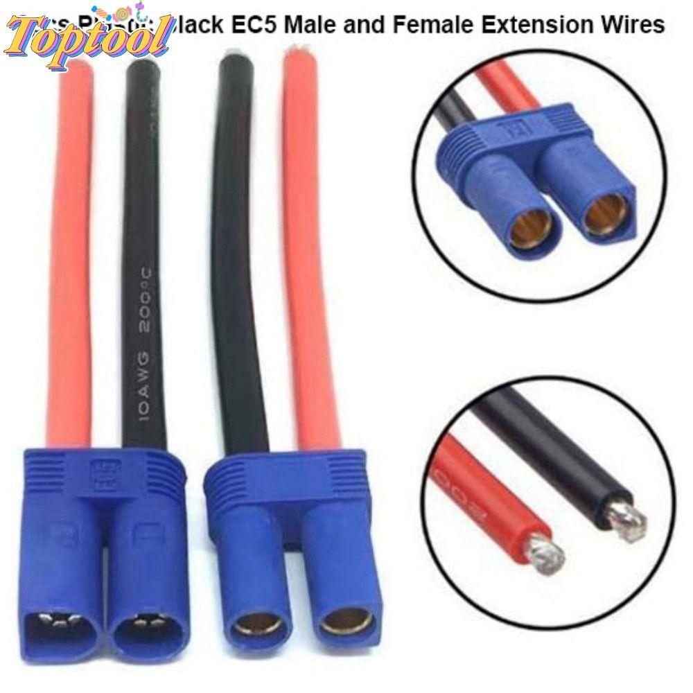 TOPTOOL 2 Dây Kết Nối EC5, Nhựa 6 Kiểu Dây Nối Dài, Chất Lượng Cao EC5 Nam Nữ Đen 12AWG Dây Silicon