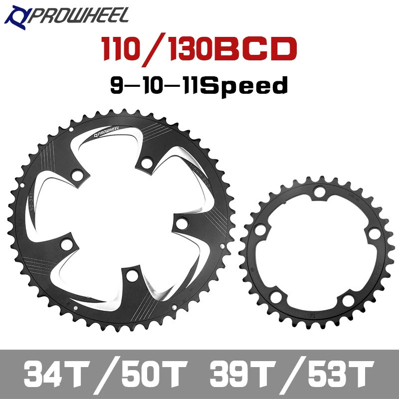 PROWHEEL 110BCD 130BCD Đường Xe Đạp Xích Bánh Xe Xích Đôi Bánh Xe 34T / 50T 39T / 53T Vòng Xích
