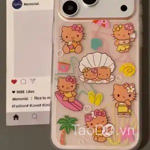 Ốp Điện Thoại Thích Hợp Cho iPhone 11 12 13 14 15 16 17 Pro max Plus Air Beach Black Leather kitty V
