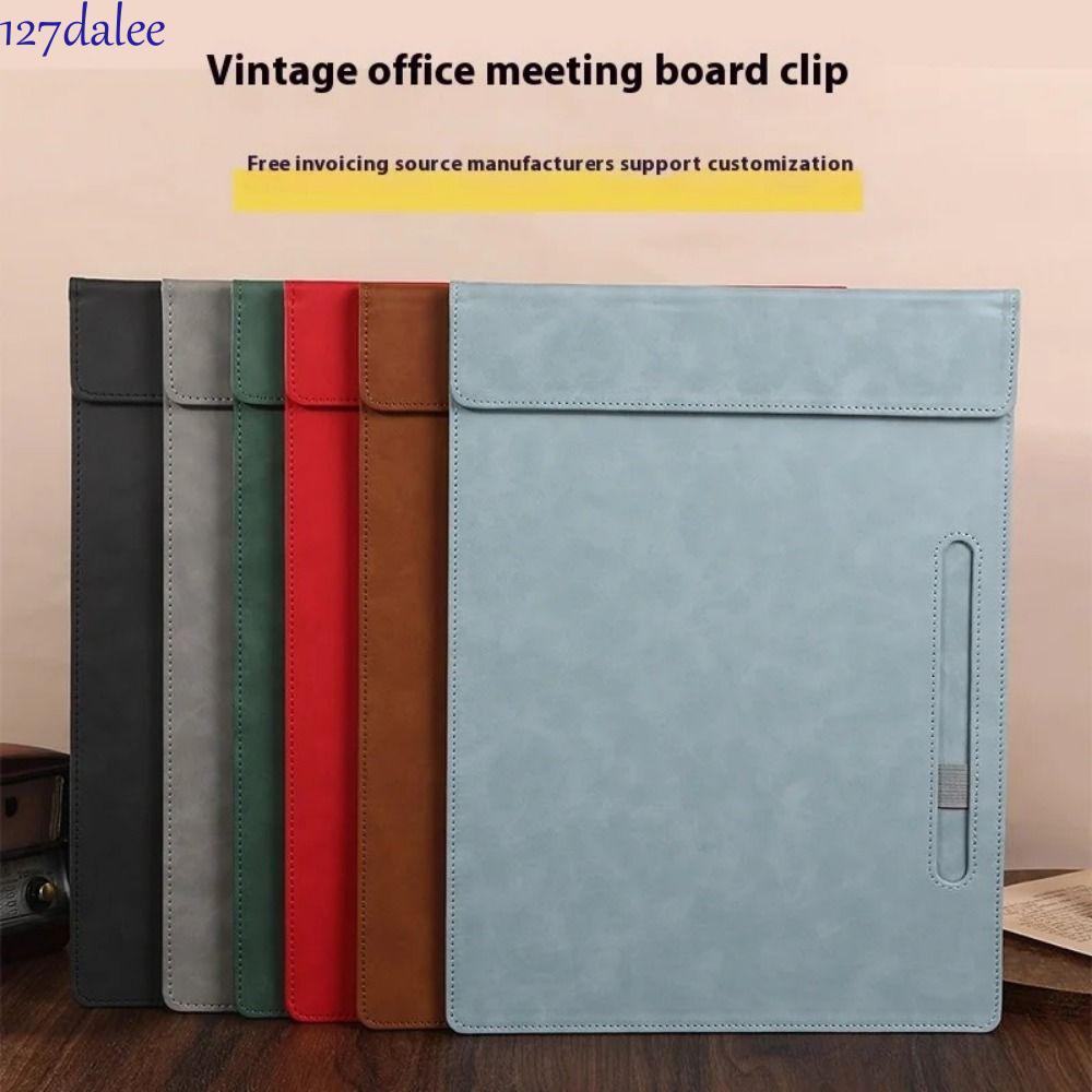 Thư mục tập tin DALEE, có bút Chèn a4 Viết Clipboard, Thư mục Menu Clip Di động Bền Da PU Thư mục gi