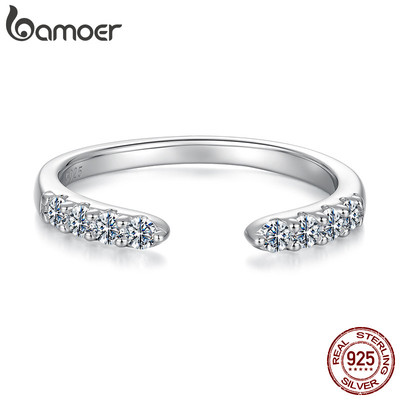 Bamoer Bạc 925 Nhẫn Sáng Tối Giản Moissanite Đính Hôn Trang Sức Quà Tặng Cho Nữ MSR107-E