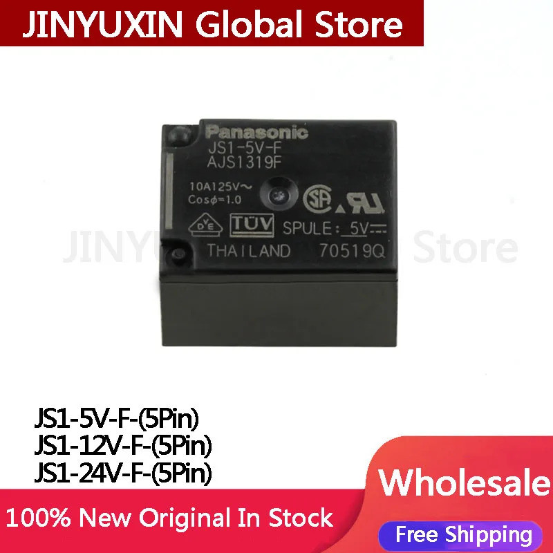 5 Chiếc JS1-12V JS1-12V-F 5pin 10A JS1-24V-F JS1-5V-F JS1 Rơle điện Còn hàng Bán buôn