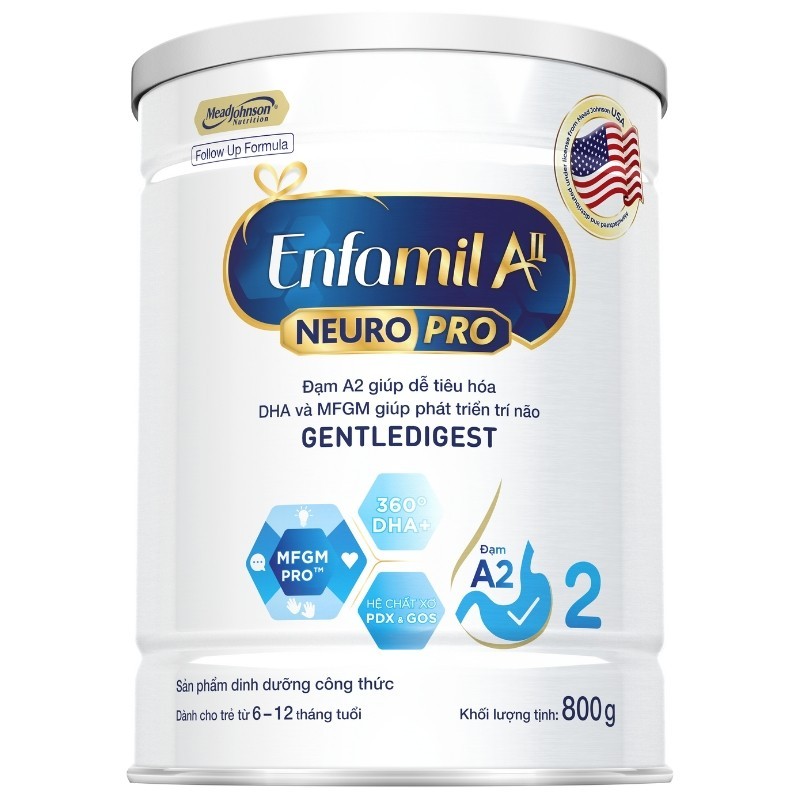 [MALL] 800g Sữa Enfamil A2 NeuroPro 2 (6-12 tháng) - Tăng cường lợi khuẩn, tiêu hóa khỏe