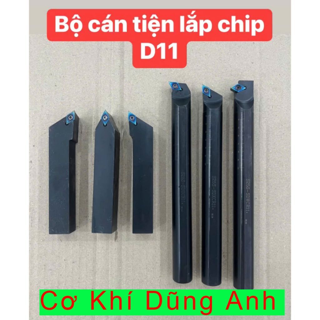 Bộ cán tiện lắp chip D11 DCMT11 gồm cán tiện ngoài và tiện lỗ