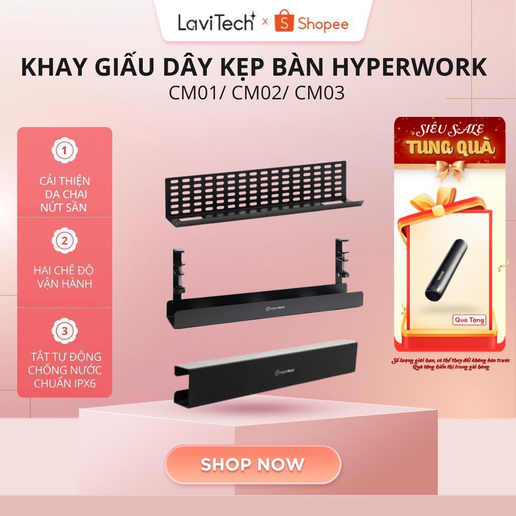 Khay giấu dây kẹp bàn HyperWork  HPW-CM03/ HPW-CM02/ HPW-CM03 Trắng/ Đen - Gọn gàng, tiện lợi- Hàng 