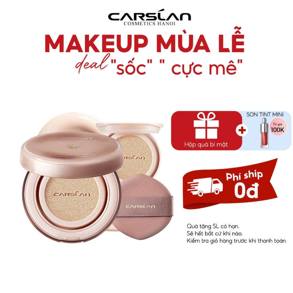 Phấn Nước CARSLAN Moisture Air Cushion 13.5g Bám Nền Lâu Trôi, Kiềm Dầu, Cho Lớp Nền Mịn Đẹp