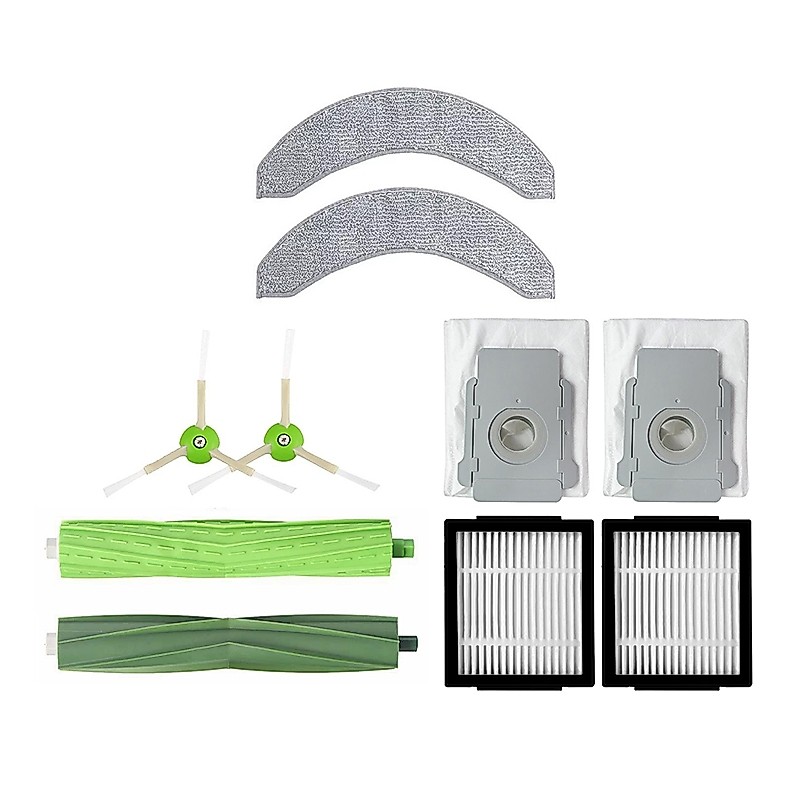 Bàn chải chính + Bàn chải bên + Vải lau nhà + Túi đựng bụi + Bộ lọc Tương thích với irobot ROOMBA CO