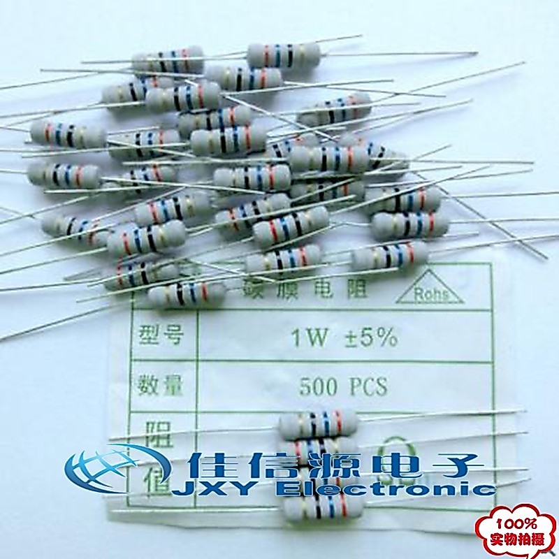 Điện Trở Phim Carbon 1W 5% Chính Xác 43 Euro 43 Omega Một Loại Giá Trị Điện Trở Một Gói 500 Miếng 13