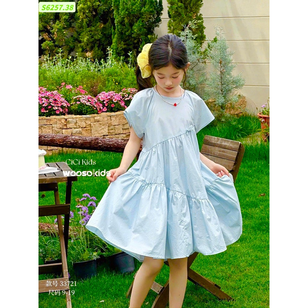 Váy bé gái size đại hàng cao cấp 12-45kg  váy thô xanh Cici kids