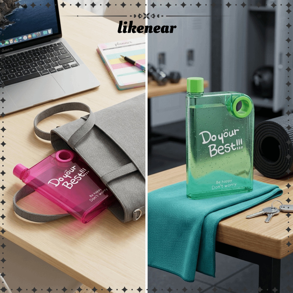 Bình Sáng Tạo LIKENEAR, Cốc Uống Nước Vuông 420Ml, Tiểu Thuyết Outlook Chống Rò Rỉ Mịn Nhẹ Tàu Nước 