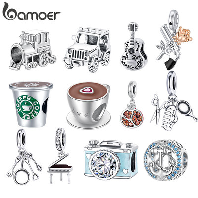 Hạt Bamoer Funny Life Series - Cà phê Car Traval Charms cho đồ trang sức DIY