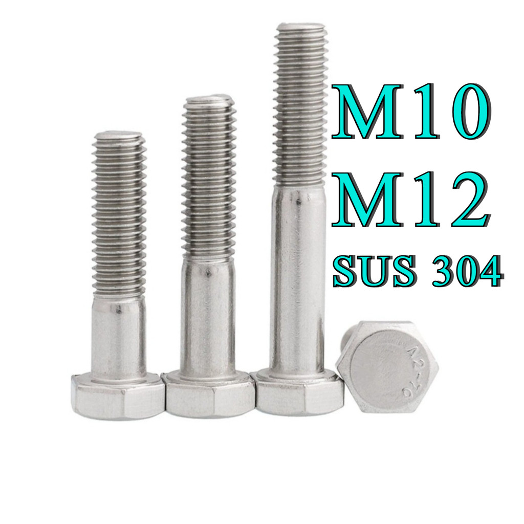 Bulong lục giác ngoài INOX 304 M10 / M12, Ốc lục giác inox / Vít lục giác bên ngoài nửa ren Vít bu l