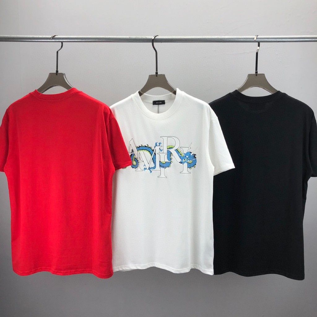 WRBZ  Amiri Short Sleeve T Shirt Dragon Year letter print design, unisex inner wear