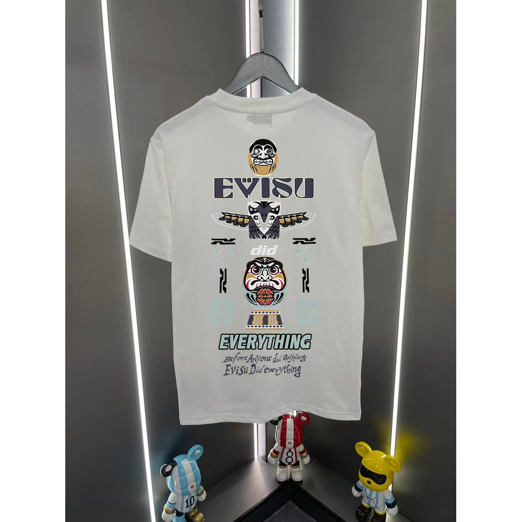 Evisu Evisu 2026 Phong Cách Mới Cú Pháp In Hình Thường Ngày Rời Cổ Tròn Áo Thun Tay Ngắn XKI4