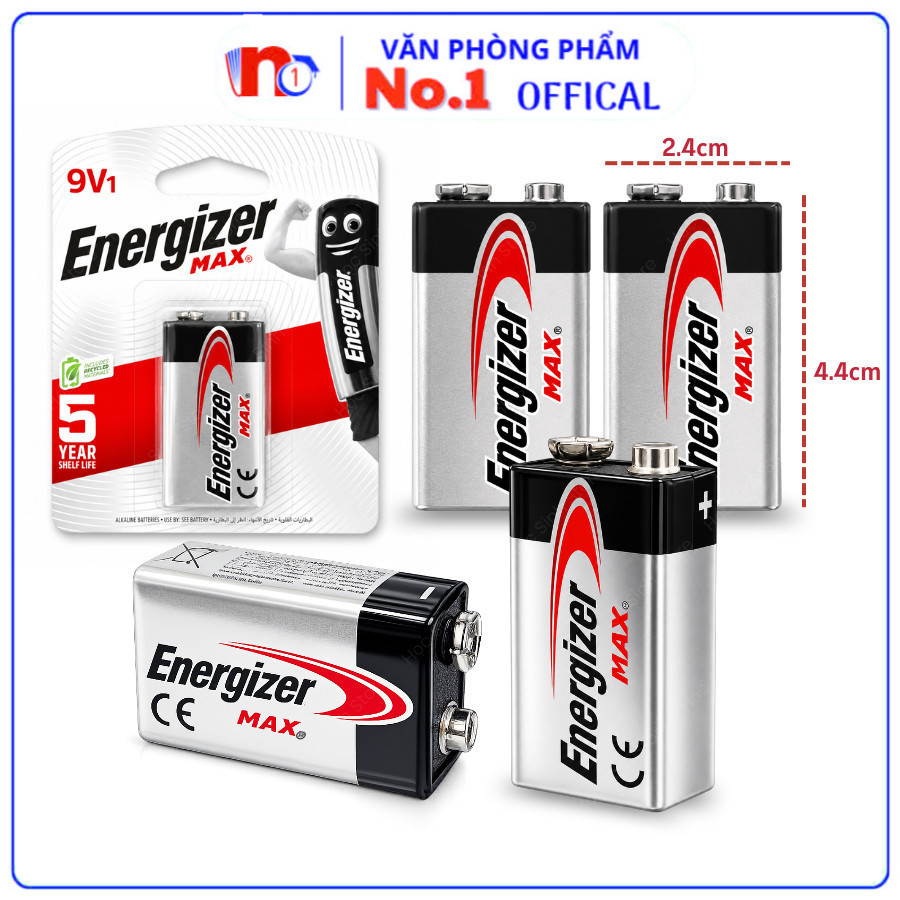Pin Kiềm Vuông 6LF22 9V Hiệu Energizer (Vỉ 1 viên) Dòng Điện Ổn Định, Tuổi Thọ Cao, Chống Rò Rỉ Tốt 