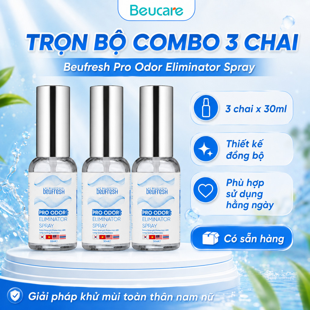[LIVE RẺ KHỦNG_ CHÍNH HÃNG] XNL624_ COMBO 3 BEUFRESH PRO Xịt Khử Mùi Toàn Thân Nam Nữ, Cảm Giác Dễ C