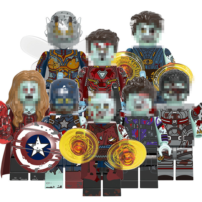 Thích hợp cho các khối xây dựng trong nước Mô hình nhỏ Marvel Super English X0325 Zombie Iron Man Độ