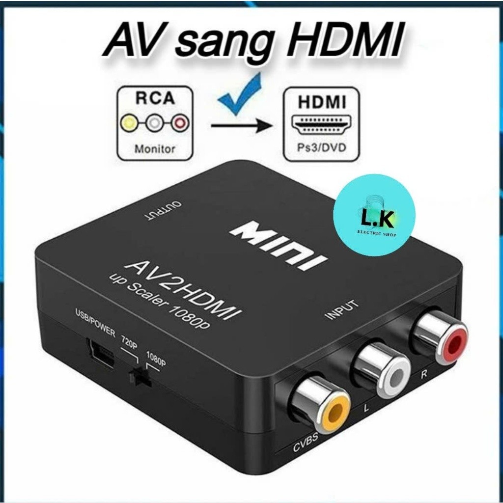 HD02 [AV to HDMI] Bộ chuyển đổi Video AV sang HDMI 1080p Công cụ chuyển đổi tổng hợp Tương thích HDM