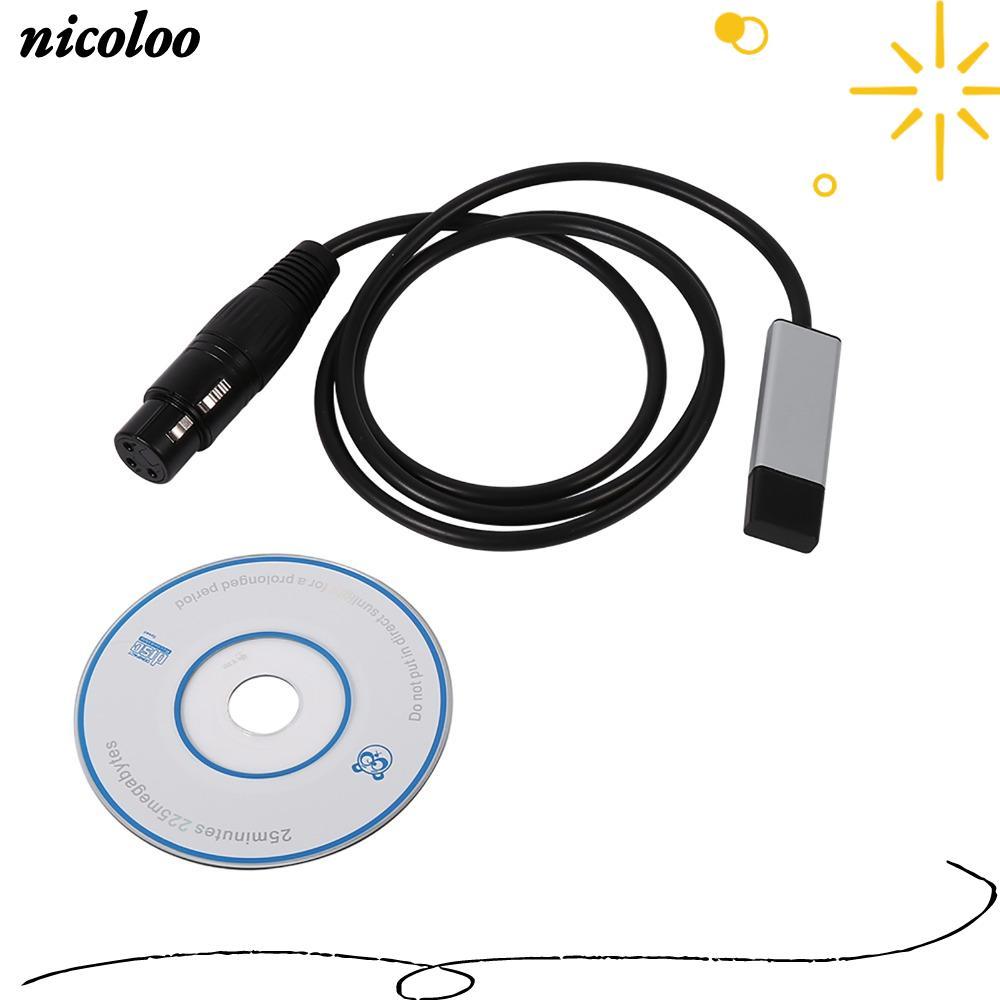 Giao diện NICOLOO USB sang DMX, Bộ chuyển đổi USB sang DMX Mini màu đen, Bộ điều khiển DMX512 bền bỉ