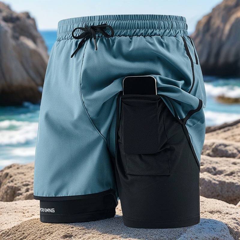 Sports Pants Men's 2026 Summer New Quick-Drying Fake Two-Piece Sports Shorts Shorts Running Pants Me