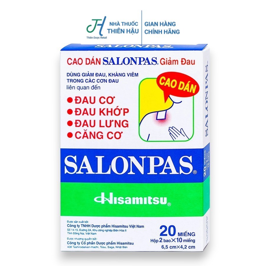 Cao Dán/Gel Giảm Đau Xương Khớp Salonpas Hộp 10/20/40 Miếng - Nhà Thuốc Thiên Hậu