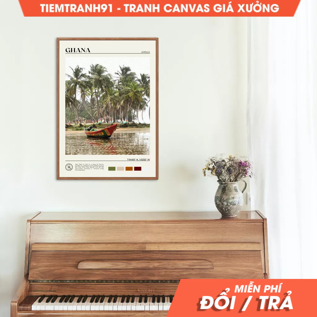 Tranh treo tường, Oil Paint, Ghana Wall Art, Ghana Poster, Ghana Photo, Ghana Decor, Africa Poster. 