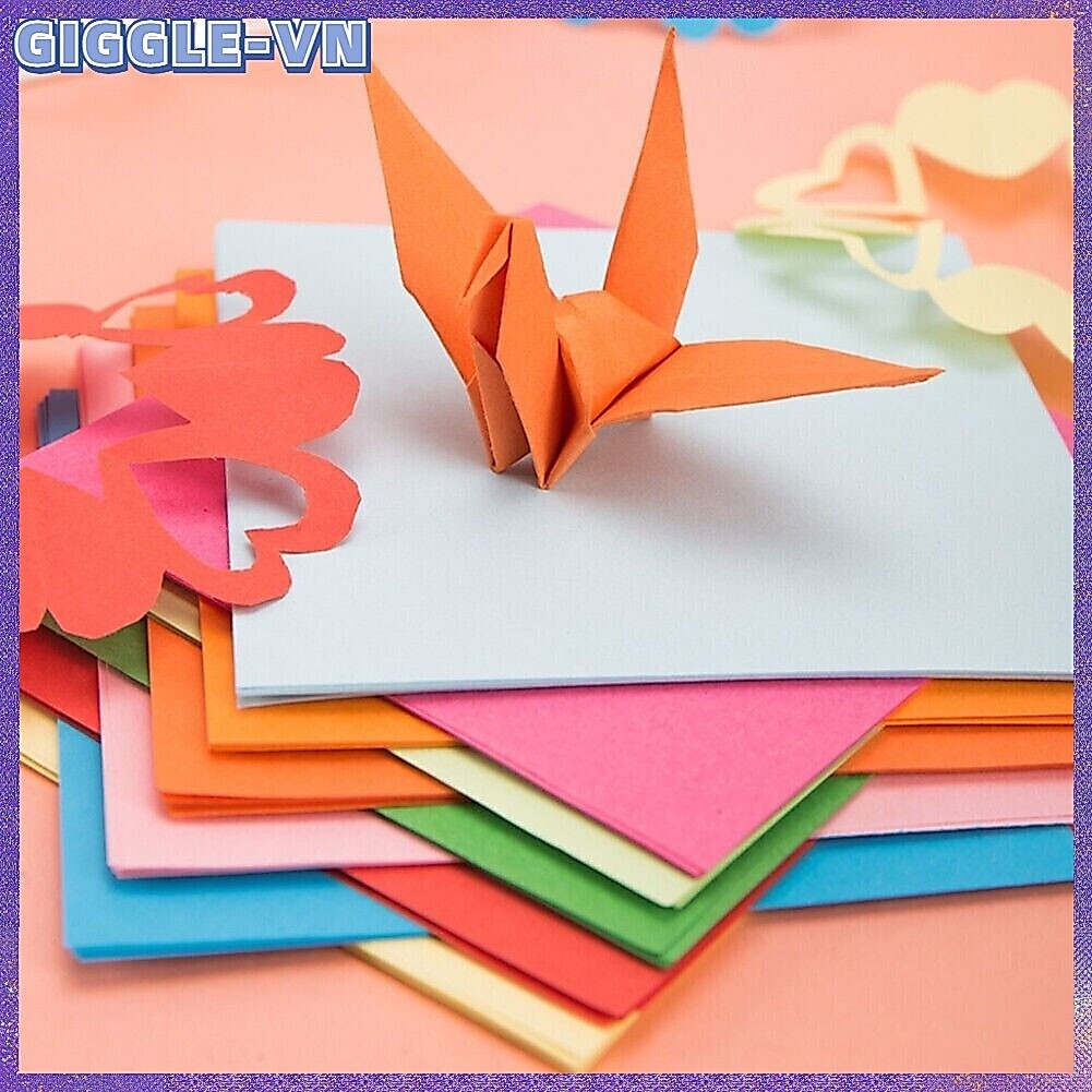 [GIGGLE] 100 Giấy Vuông Origami Lớn Giấy Origami 10 Màu Giấy Cắt Tay