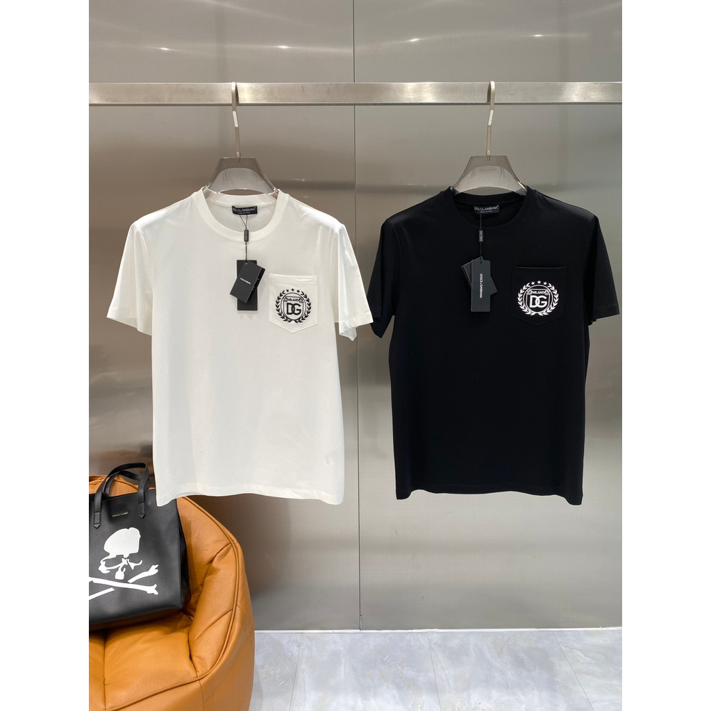 Dolce & Gabbana Dolce & Gabbana Dolce & Gabbana Áo thun ngắn tay mùa hè Plus Size Áo chui đầu cổ điể