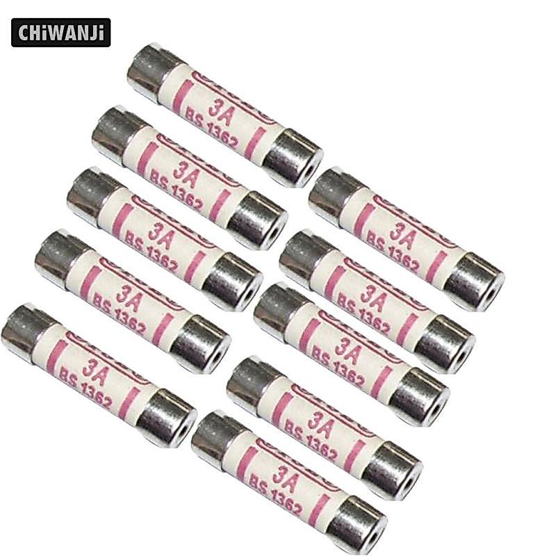 10 Chiếc Cầu Chì Gốm Cầu Chì Ống BS1362 3A Phích Cắm Anh Linh Kiện Điện Tử