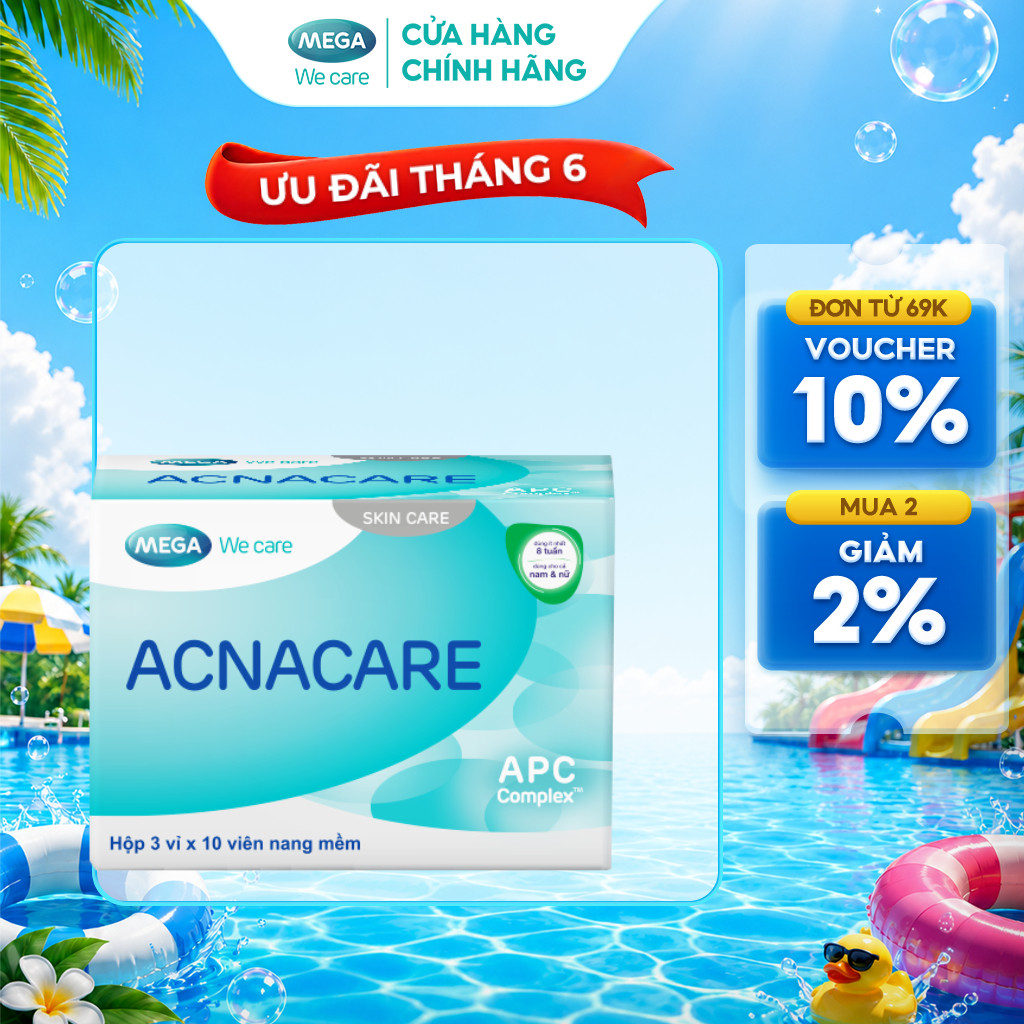 Viên uống giảm mụn, giảm nhờn - Kẽm, Crôm, D.Salina, Vitamin C, Vitamin E - ACNACARE Mega We Care (3