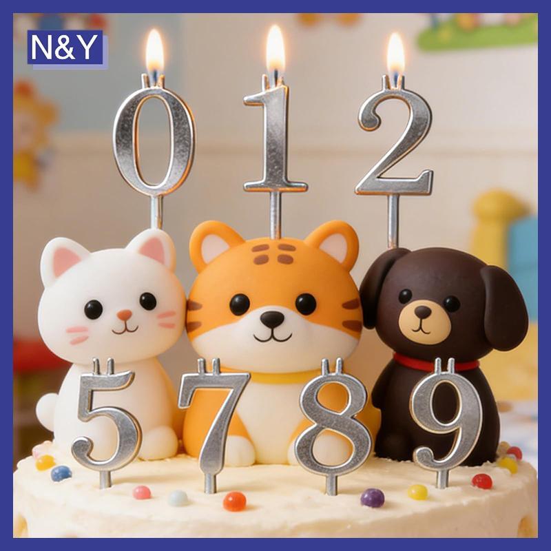 N & Y Sinh Nhật Candlesti Set 0-9numbers Chúc Mừng Sinh Nhật Bánh Topper Kim Loại Bánh Cưới Topper C