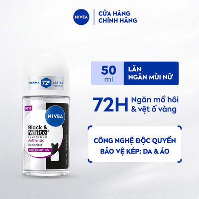 Lăn Ngăn Mùi NIVEA Black& White Invisible Authentic Hương Trái Cây Ngọt Ngào 50ML - 91816