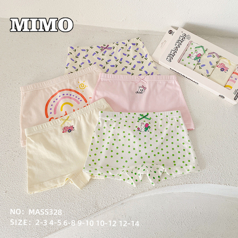 Quần Lót Trẻ Em Phong Cách Mới Mimo Mimo Bé Gái Hoạt Hình Thỏ Cotton Nguyên Chất Boxer Quần Đùi Boxe