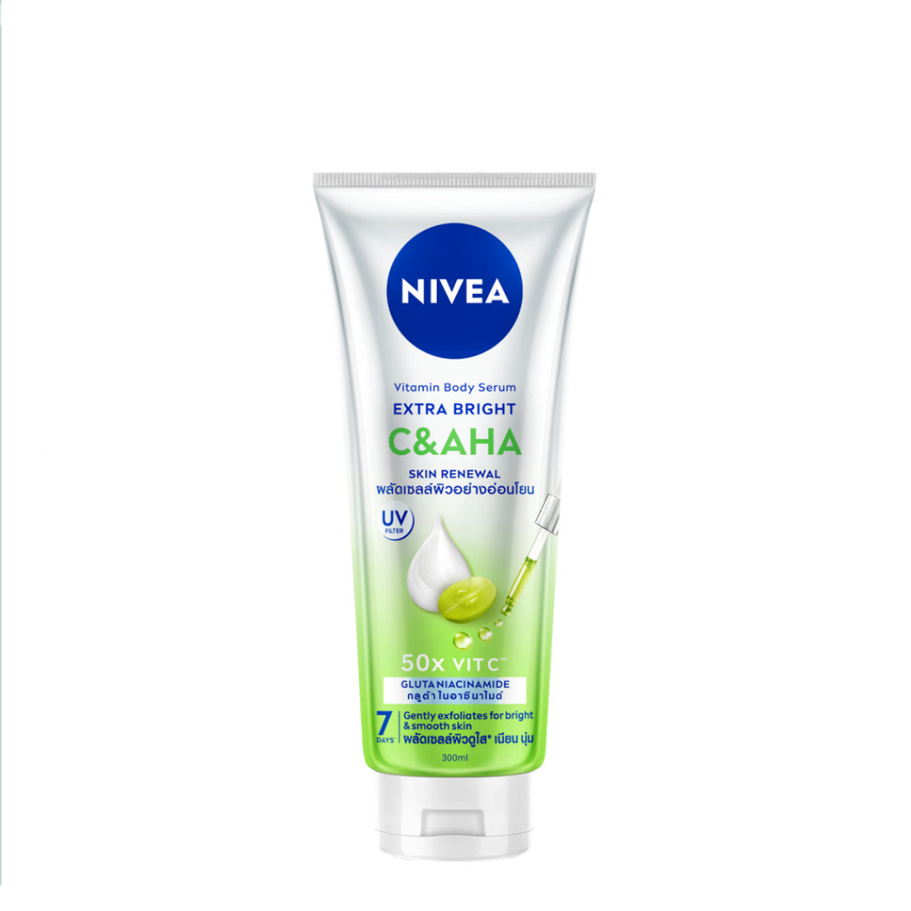 Serum Dưỡng Thể Nivea C & AHA Dưỡng Sáng & Sạch Da Chết 300ml Vitamin Body Serum Extra Bright C & AH