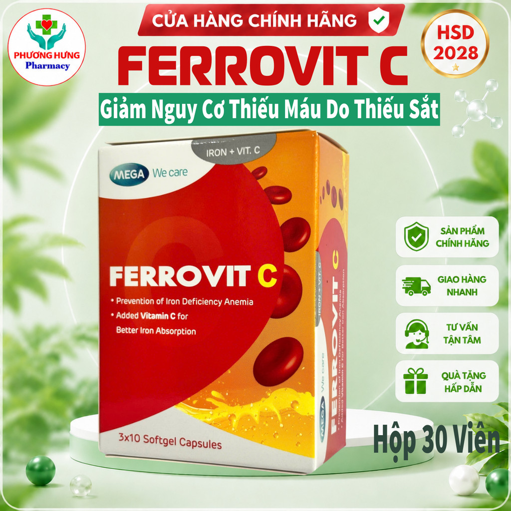 Ferrovit C Hỗ Trợ Giảm Nguy Cơ Và Các Triệu Chứng Thiếu Máu Do Thiếu Sắt - Hộp 30 Viên