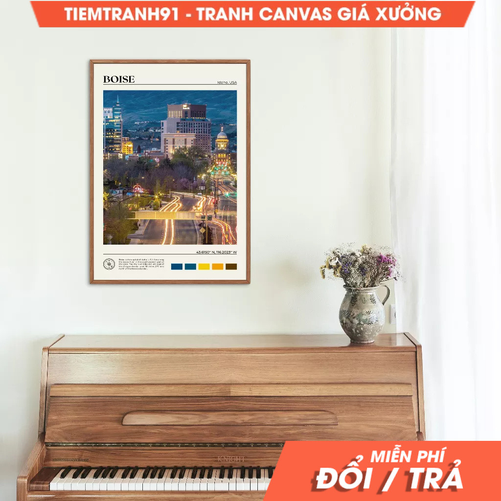 Tranh treo tường, Oil Paint, Boise Wall Art, Boise Poster, Boise Photo, Boise Wall Decor, Idaho Post