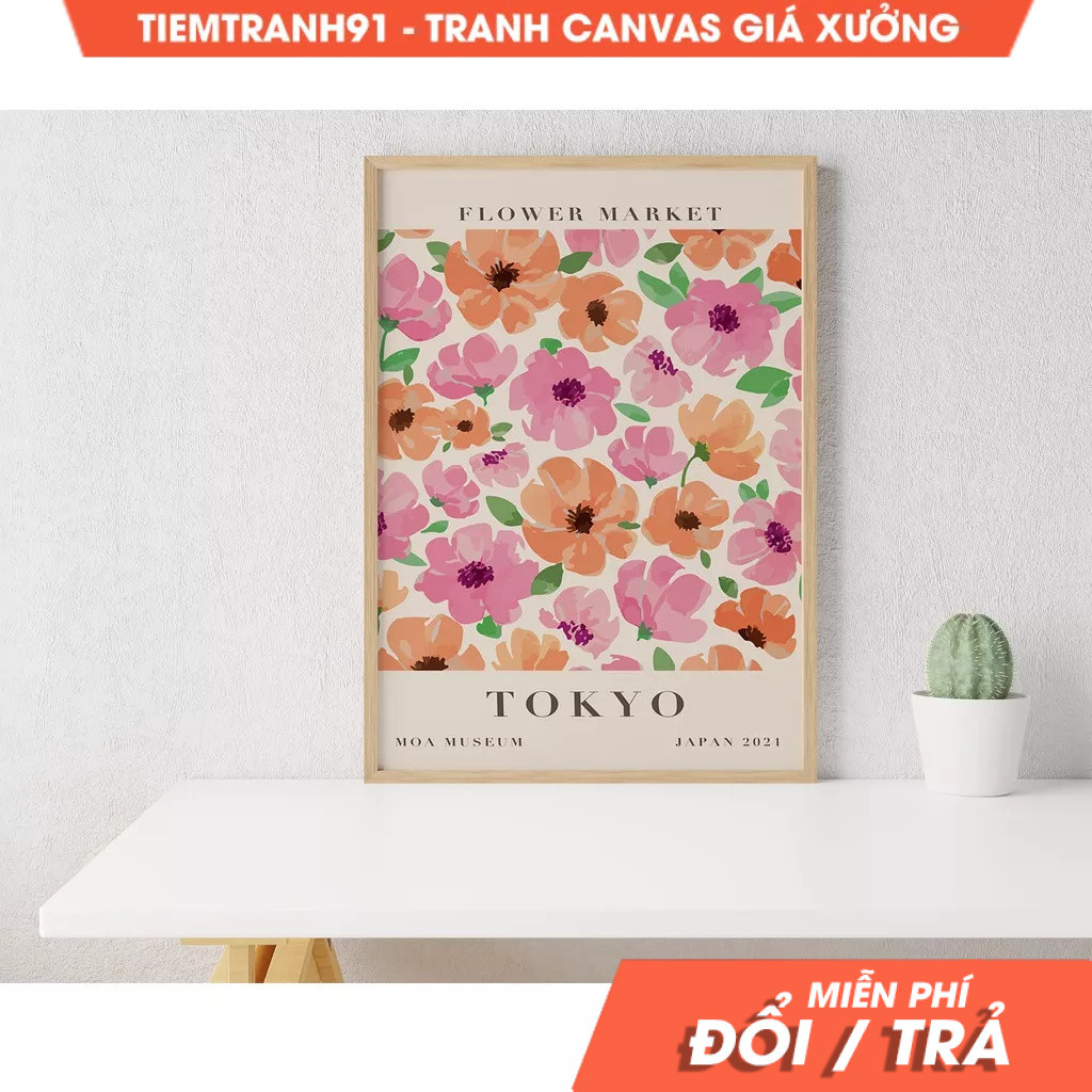 Tranh treo tường, Flower Market,Tokyo Flower Market, Flower Market Tokyo Poster, Tokyo Decor, Vintag
