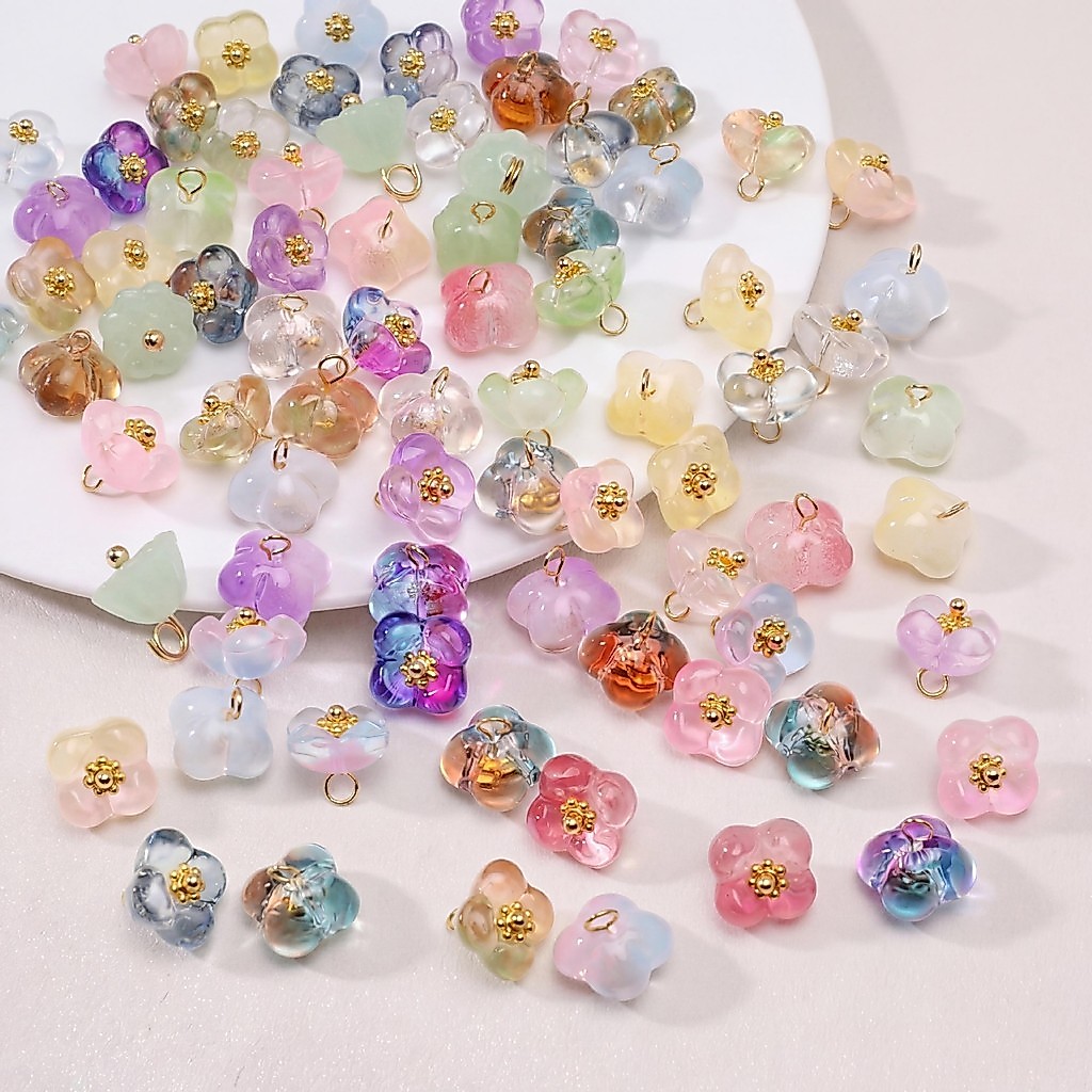 Dễ Thương Thủy Tinh Mỡ Osmanthus Mặt Dây Chuyền 10 Mm Cổ Handmade Tự Làm Chất Liệu Gói Nút Trang Trí