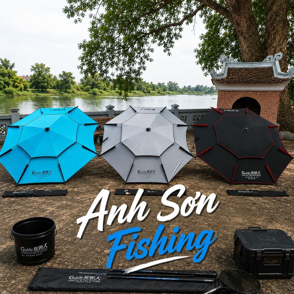 Ô Câu Cá 2 Tầng Trơn 2m4-2m6 Xoay 360° Chống UV Che Nắng Mưa Chống Gió Mạnh